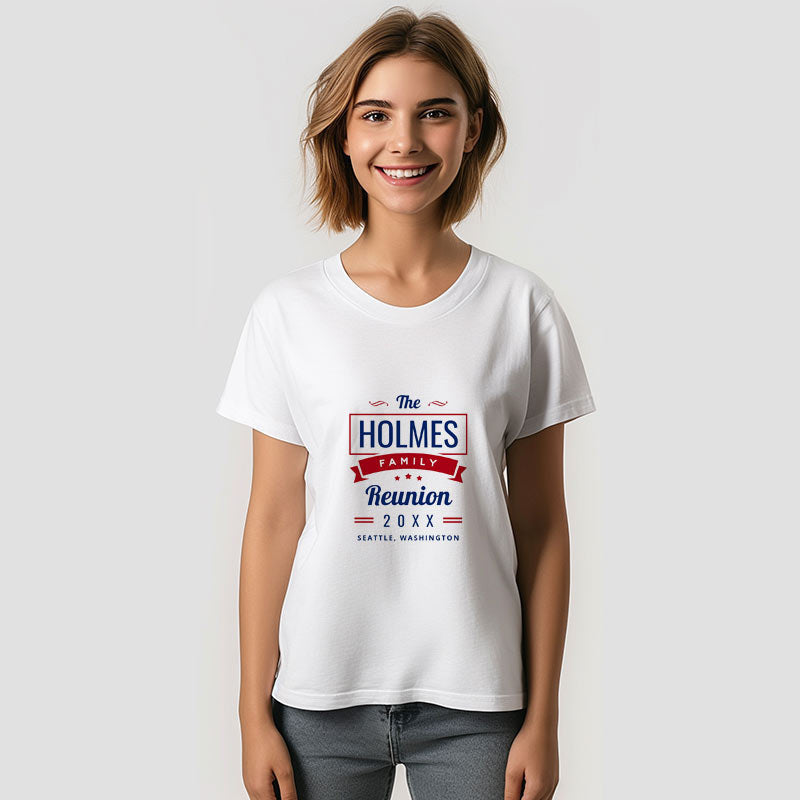 Aperturee - Retro Modern Blue Red Custom Family Reunion T-Shirt