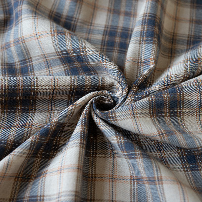 Aperturee - Retro Nordic Plaid Grey Check Holiday Tablecloth