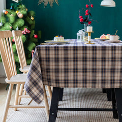 Aperturee - Retro Nordic Plaid Grey Check Holiday Tablecloth