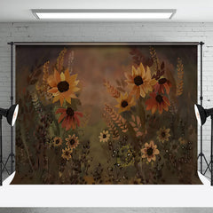 Aperturee - Retro Oil Painting Sunflower Plant Photo Backdrop