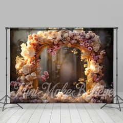 Aperturee - Retro Palace Floral Arch Door Bokeh Flower Backdrop