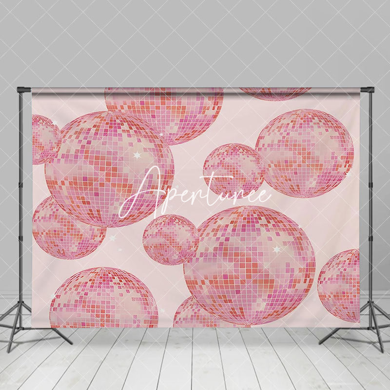 Aperturee - Retro Pink Disco Balls Musical Dance Party Backdrop