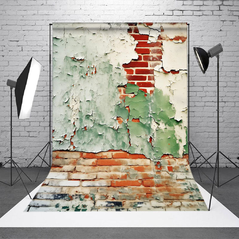 Aperturee - Retro Plaster Shabby Red Brick Wall Photo Backdrop