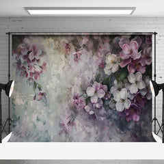 Aperturee - Retro Purple Floral Oil Painting Fine Art Backdrop