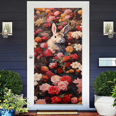 Aperturee - Retro Rabbit Flower Spring Easter Door Cover