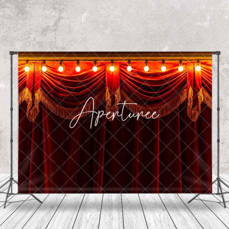 Aperturee - Retro Red Curtain Light Circus Photography Backdrop