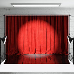 Aperturee - Retro Red Curtain Spotlight Stage Photo Backdrop