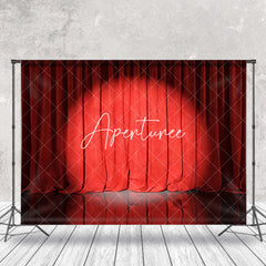 Aperturee - Retro Red Curtain Spotlight Stage Photo Backdrop