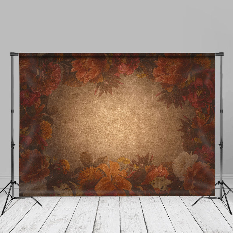 Aperturee - Retro Red Gradient Overlay Floral Fine Art Backdrop