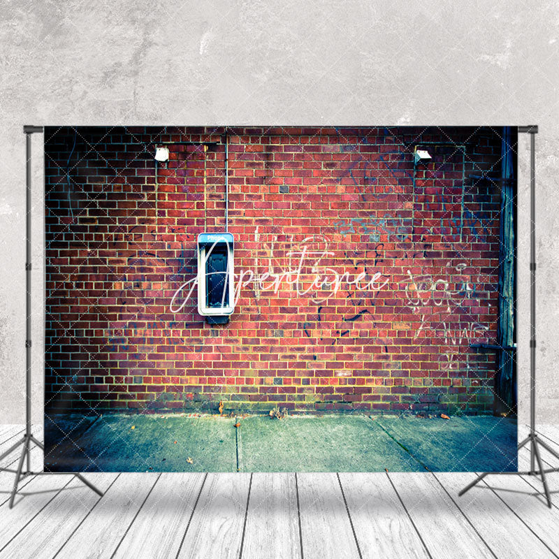 Aperturee - Retro Red Graffiti Brick Wall Street Photo Backdrop