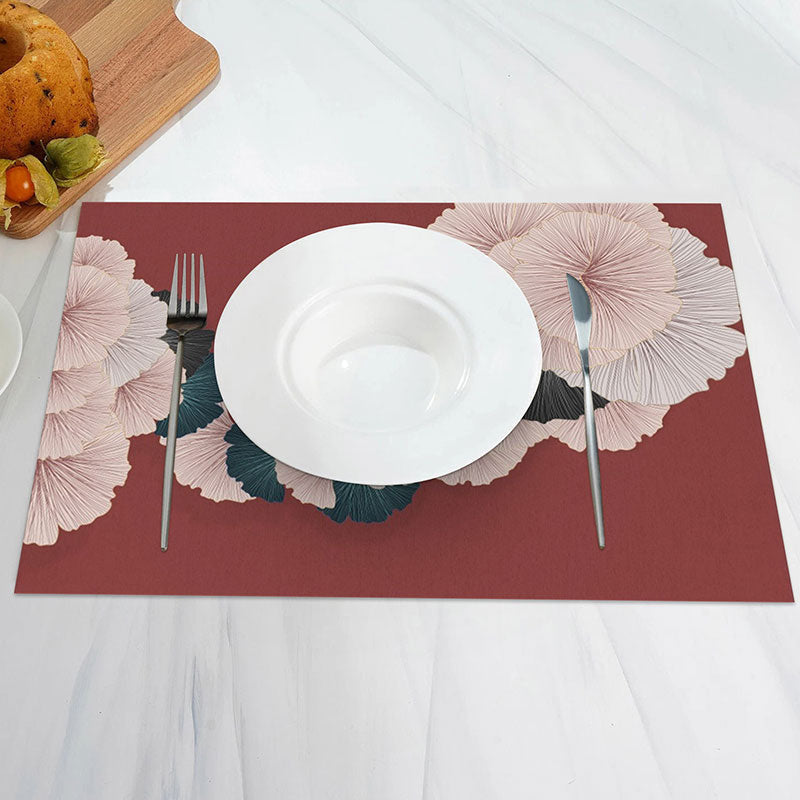 Aperturee - Retro Red Pink Blue Floral Table Set Of 4 Placemats