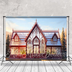 Aperturee - Retro Red Spire Glass House Architecture Backdrop