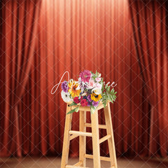 Aperturee - Retro Red Theater Curtain Stage Photo Booth Backdrop