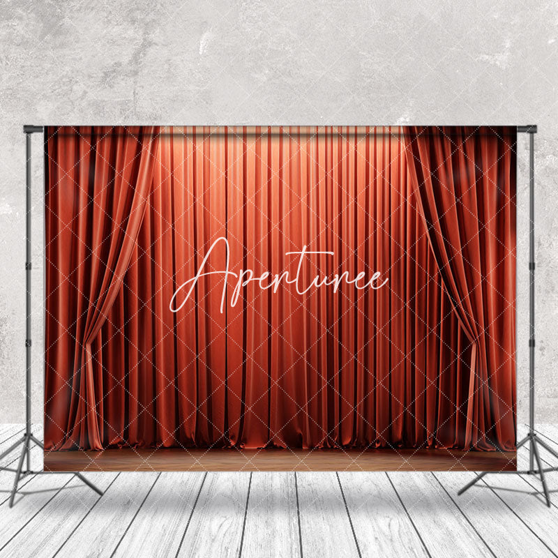 Aperturee - Retro Red Theater Curtain Stage Photo Booth Backdrop