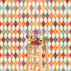 Aperturee - Retro Rhombus Lattice Pattern Cake Smash Backdrop