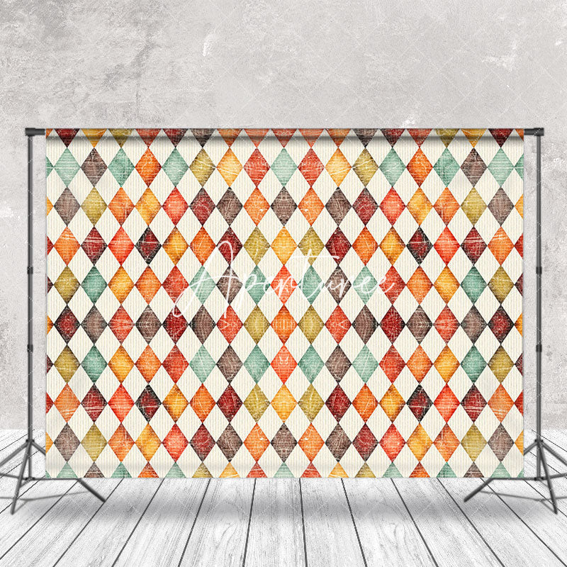 Aperturee - Retro Rhombus Lattice Pattern Cake Smash Backdrop