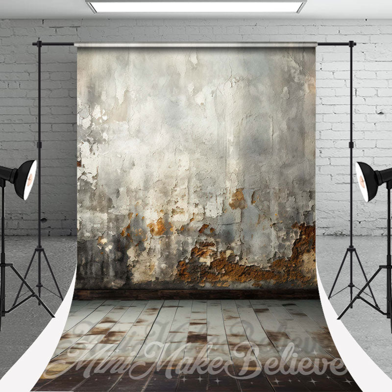 Aperturee - Retro Shabby Folds Wall Wood Floor Sweep Backdrop