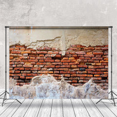 Aperturee - Retro Shabby Red White Brick Wall Photo Backdrop