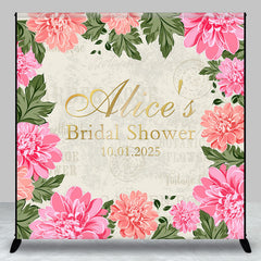 Aperturee - Retro Stamp Pink Flowers Custom Bridal Shower Backdrop