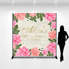 Aperturee - Retro Stamp Pink Flowers Custom Bridal Shower Backdrop