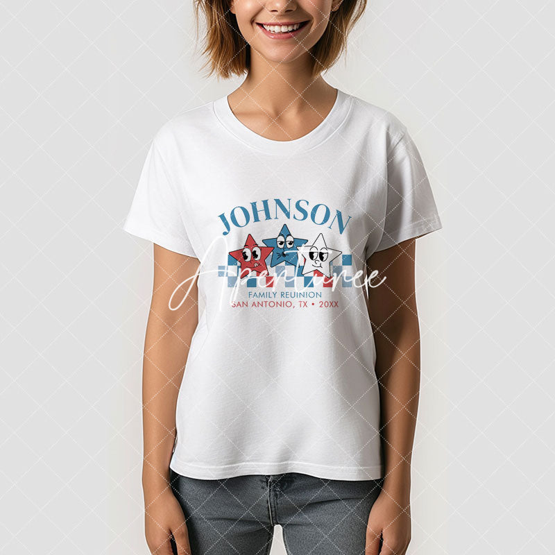 Aperturee - Retro Star Custom 4th Of July Family Reunion T-Shirt