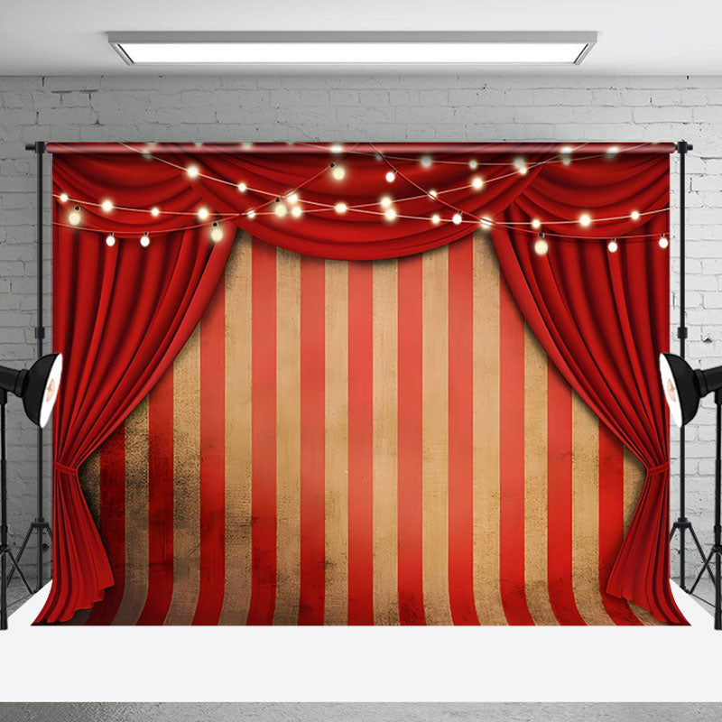 Aperturee - Retro Stripe Red Curtain Light Backdrop For Photo