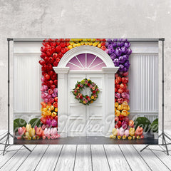 Aperturee - Retro Wall Flower Wreath Decoration Photo Backdrop