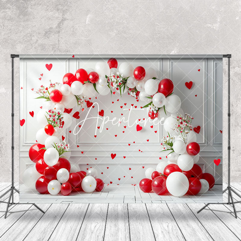 Aperturee - Retro Wall Red White Balloons Cake Smash Backdrop