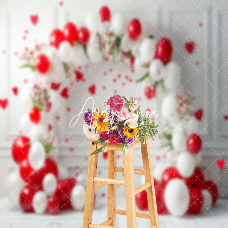 Aperturee - Retro Wall Red White Balloons Cake Smash Backdrop