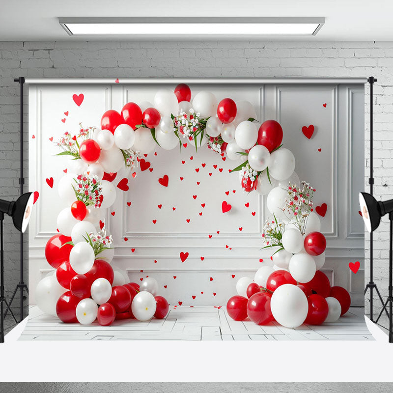 Aperturee - Retro Wall Red White Balloons Cake Smash Backdrop