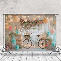 Aperturee - Retro Wall Spring Floral Bike Cake Smash Backdrop