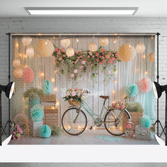 Aperturee - Retro Wall Spring Floral Bike Cake Smash Backdrop