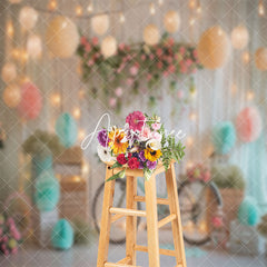 Aperturee - Retro Wall Spring Floral Bike Cake Smash Backdrop