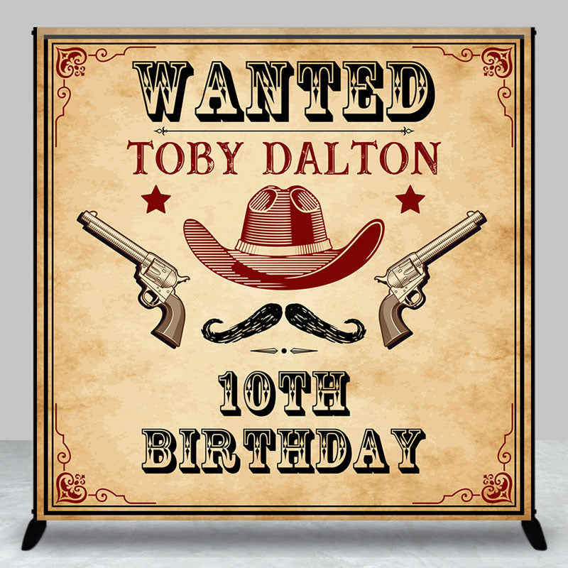 Aperturee - Retro Wanted Cowboy Custom 10th Birthday Backdrop