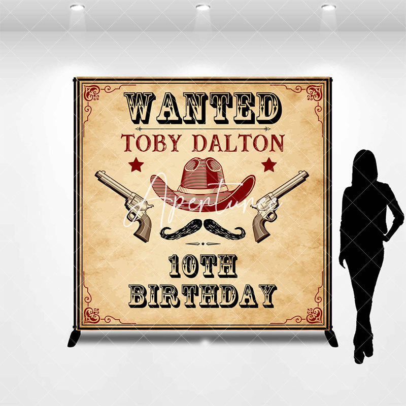 Aperturee - Retro Wanted Cowboy Custom 10th Birthday Backdrop