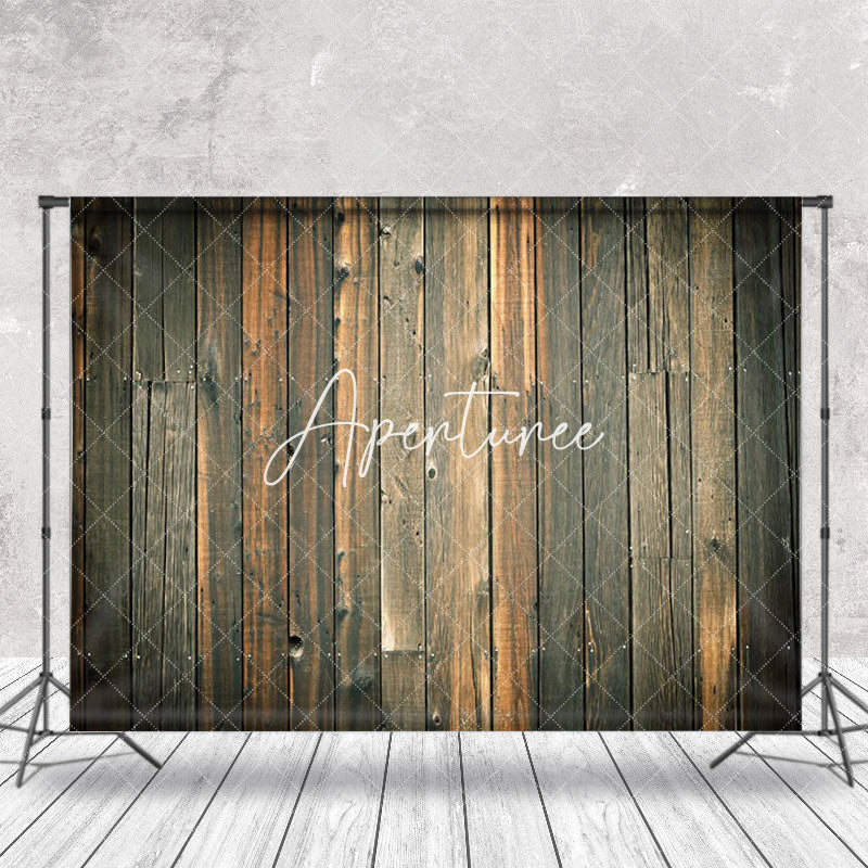 Aperturee - Retro Weathered Brown Wooden Wall Backdrop For Photo