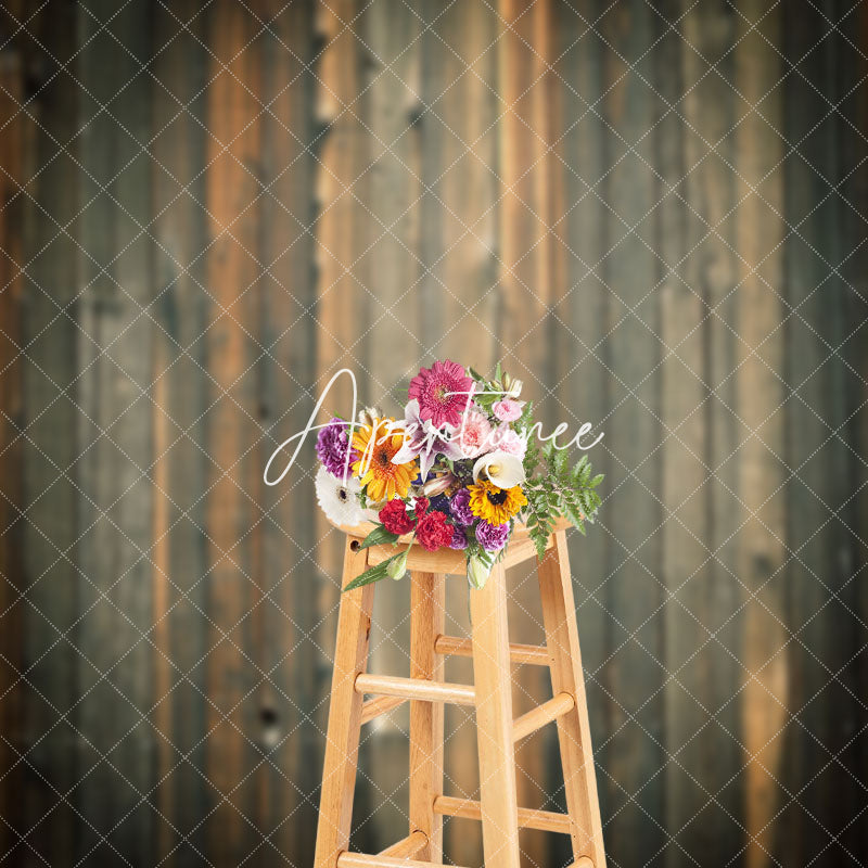 Aperturee - Retro Weathered Brown Wooden Wall Backdrop For Photo