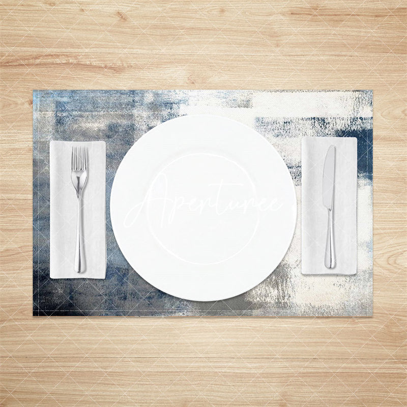 Aperturee - Retro White Blue Abstract Dining Set Of 4 Placemats