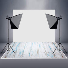 Aperturee - Retro White Blue Brown Stripe Wood Rubber Floor Mat