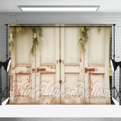 Aperturee - Retro White Old Rusty Wood Door Photography Backdrop