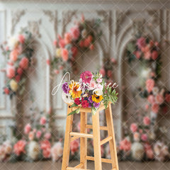 Aperturee - Retro White Wall Spring Floral Photography Backdrop