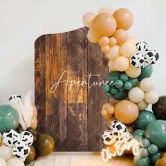 Aperturee - Retro Wood Grain Party Concave Oblique Arch Backdrop