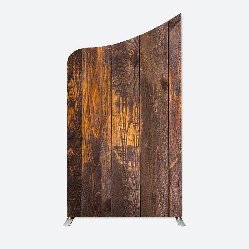 Aperturee - Retro Wood Grain Party Concave Oblique Arch Backdrop