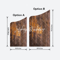 Aperturee - Retro Wood Grain Party Concave Oblique Arch Backdrop