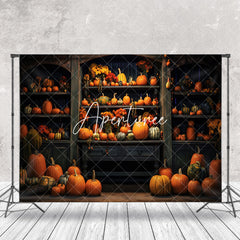 Aperturee - Retro Wooden Showcase Pumpkins Autumn Photo Backdrop