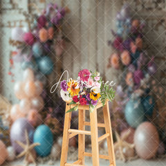 Aperturee - Retro Wooden Wall Balloon Floral Cake Smash Backdrop