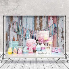 Aperturee - Retro Wooden Wall Desserts Gift Cake Smash Backdrop