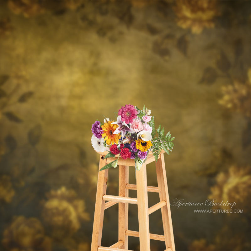 Aperturee - Retro Yellow Floral Abstract Fine Art Photo Backdrop