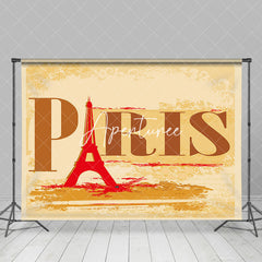 Aperturee - Retro Yellow Red Eiffel Tower Paris Party Backdrop