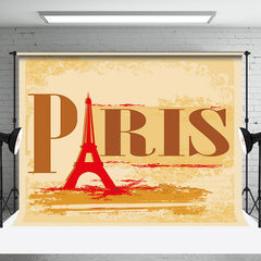 Aperturee - Retro Yellow Red Eiffel Tower Paris Party Backdrop